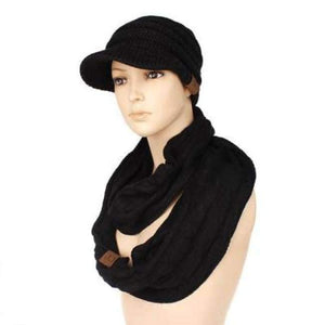 Planet Gates B Black Scarf And Hat Sets CC Ponytail Beanie Winter Cap Women Scarves Neck Warmer Skullies Beanies Knitted Caps Casual Men Woolen Hats