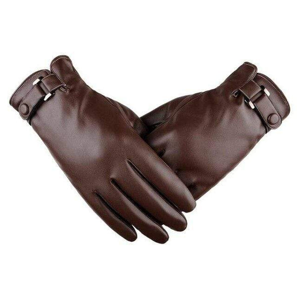 Planet Gates B Brown / One size Men's Winter Warm Fashion Waterproof Gloves Men Faux Leather Driving Gloves Thin Leather Gloves for Touch Screen Brown Guantes
