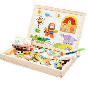Planet Gates B Cartoon Kids Educational Toys Wooden Puzzles For Children Forest Park Multifunctional Magnetic Puzzles Drawing Board