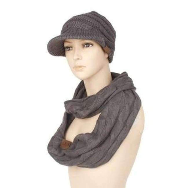 Planet Gates B Dark grey Scarf And Hat Sets CC Ponytail Beanie Winter Cap Women Scarves Neck Warmer Skullies Beanies Knitted Caps Casual Men Woolen Hats