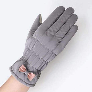 Planet Gates B Gray / One Size New Female Winter Outdoor Sports Warm Windproof Cartoon Bear Touch Screen Gloves Fashion Women Bow Tie Plush Gloves Mittens 17
