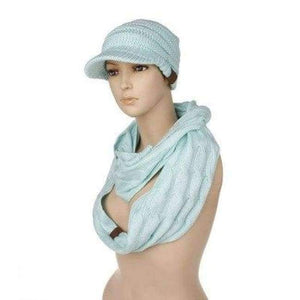 Planet Gates B Light blue Scarf And Hat Sets CC Ponytail Beanie Winter Cap Women Scarves Neck Warmer Skullies Beanies Knitted Caps Casual Men Woolen Hats
