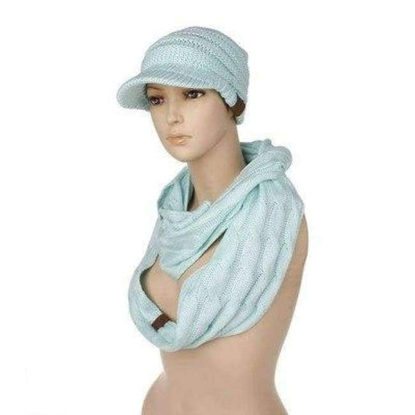 Planet Gates B Light blue Scarf And Hat Sets CC Ponytail Beanie Winter Cap Women Scarves Neck Warmer Skullies Beanies Knitted Caps Casual Men Woolen Hats