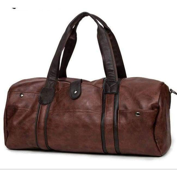 Planet Gates B Men's Large Capacity PU Leather Sports Bag Gym Bag Fitness Sport Bags Travel Shoulder Handbag Male Bag Black Brown