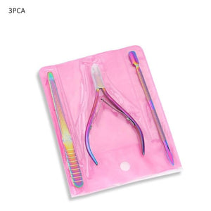 Planet Gates B Multi-Type Rainbow Stainless Steel Nail Art Tools Cuticle Pusher Dead Skin Fork Gel Remover Nipper Tweezer Pedicure Manicure Set