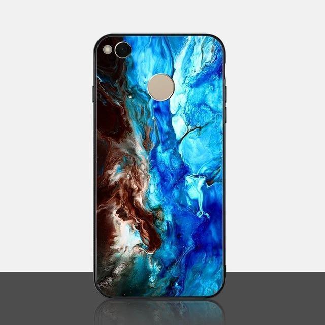 Planet Gates TOMKAS Agate Marble Case for Xiaomi Redmi 4X Note 5 Soft Edge PC+Glass Back Cover Phone Case for Xiaomi Redmi Note 5 Global Pro