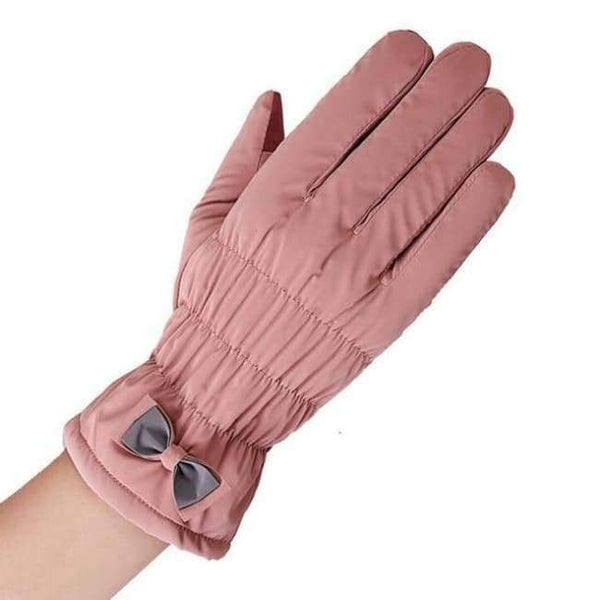 Planet Gates B Pink / One Size New Female Winter Outdoor Sports Warm Windproof Cartoon Bear Touch Screen Gloves Fashion Women Bow Tie Plush Gloves Mittens 17