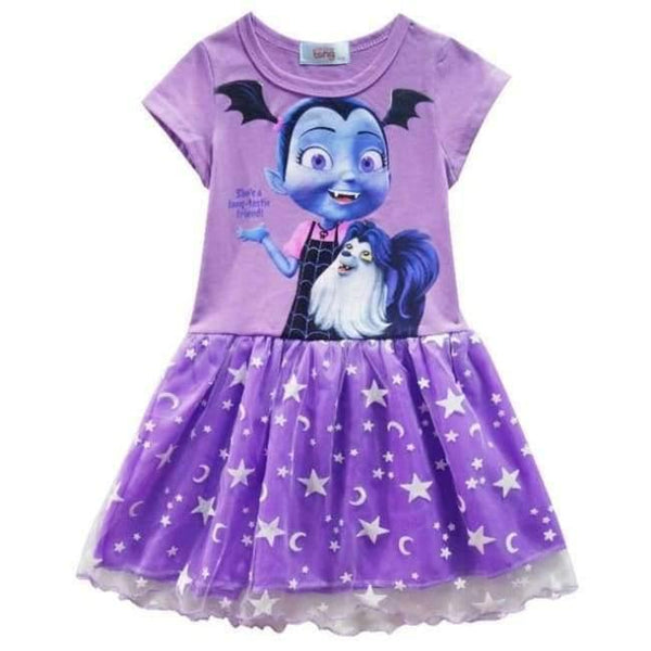 Planet Gates B purple / 3T Summer Baby Girl Dress Cartoon Moana for Girls Clothes Printed Moana Pink Princess Party Dress Children Kids Clothing