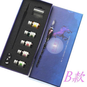 Planet Gates B Rainbow Glass Pen Dip pen Gift Set Starry sky Color ink Pen Creative Writing Tools Pluma Estilografica