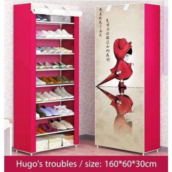 Planet Gates b Shoe cabinet 10-layer 9-grid Non-woven fabric Metal 160x60x30cm Shoe rack organizer removable shoe storage home furniture C118