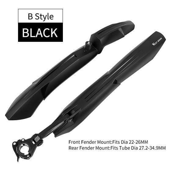 Planet Gates B Style Black Quick Release Mountain Bike Fenders 2PCS Front Rear Cycling Bike Mudguard Wing 24 26 27.5 29 inch MTB Bicycle Fender