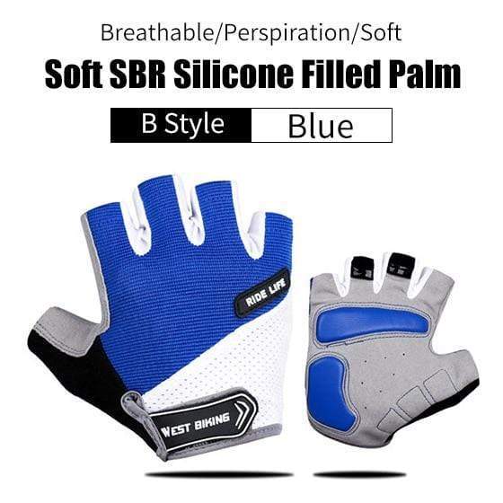 Planet Gates B Style Blue / S Cycling Gloves Half Finger Anti Slip Shockproof Bike Gloves Gel Pad Summer Women Men Sports MTB Road Bicycle Gloves
