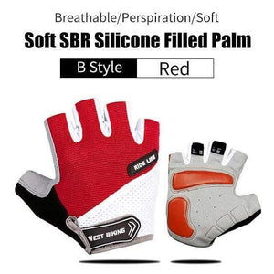 Planet Gates B Style Red / S Cycling Gloves Half Finger Anti Slip Shockproof Bike Gloves Gel Pad Summer Women Men Sports MTB Road Bicycle Gloves