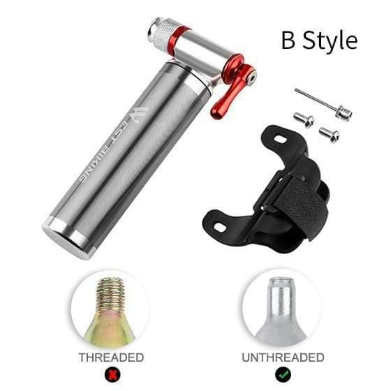 Planet Gates B Style Silver Portable Bicycle Pump Aluminum Alloy Ultralight Air CO2 Inflator Bike Cycling Pump Schrader & Presta Mini Bike Pump