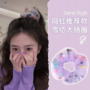 Women Fashion Hair Accessories Satin Hair Scrunchies Elastic Hair  Scrunchy Hair Ties Girls Chiffon Ponytail Holder Purple Lover