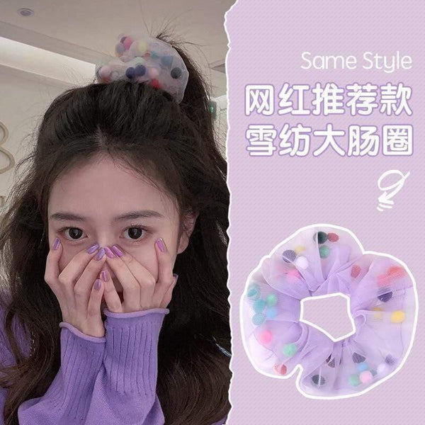Women Fashion Hair Accessories Satin Hair Scrunchies Elastic Hair  Scrunchy Hair Ties Girls Chiffon Ponytail Holder Purple Lover