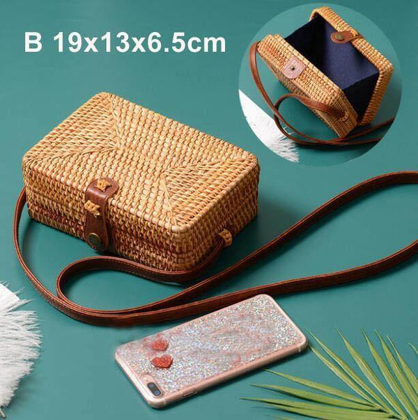 Planet Gates B xiao fang bao Round Straw Bags Women Summer Rattan Bag Handmade Woven Beach Cross Body Bag Circle Bohemia Handbag Bali Lowest price L31