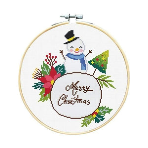 Planet Gates B1 / 20*20cm Christmas DIY Embroidery Starter Kit With Xmas Themed Pattern Embroidery Hoop Cotton Linen Cloth Thread Needlework Sewing Craft