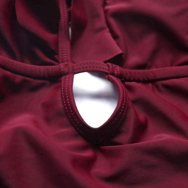 Planet Gates B1899WR / L Swimsuit Women Ruffle Solid Swimwear Sexy Bathing Suit Monokini Backless Swimming Bodysuit maillot de bain femme 2018