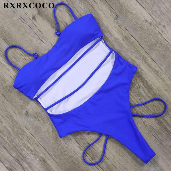 Planet Gates B1909BK / L Sexy One Piece Swimsuit 2018 Hollow Out Bandage Swimwear Women Solid Padded Bathing Suit Monokini Backless Bodysuits