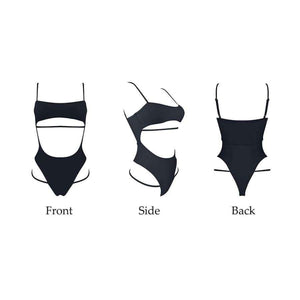 Planet Gates B1909BK / L Sexy One Piece Swimsuit 2018 Hollow Out Bandage Swimwear Women Solid Padded Bathing Suit Monokini Backless Bodysuits