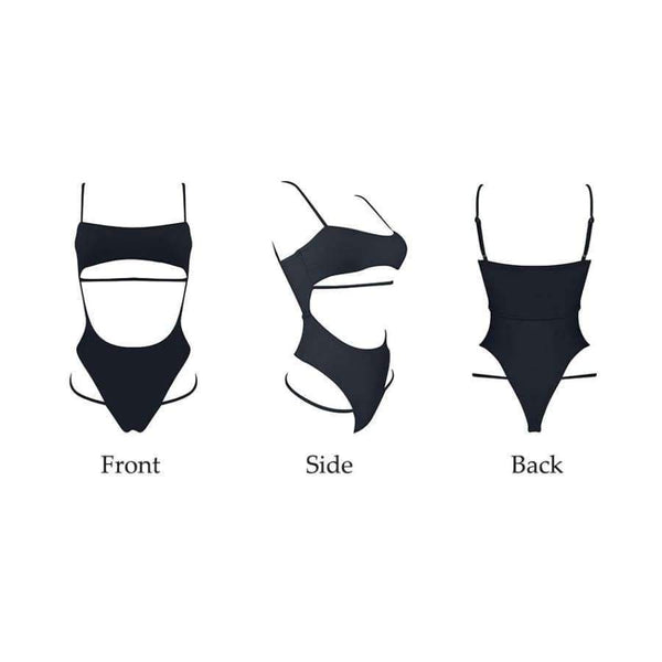 Planet Gates B1909BK / L Sexy One Piece Swimsuit 2018 Hollow Out Bandage Swimwear Women Solid Padded Bathing Suit Monokini Backless Bodysuits