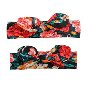 2PCS Mama & Baby Headwear Bowknot Elastic HeadBands For Women Children Tuban Baby HairBands Hair Accessories