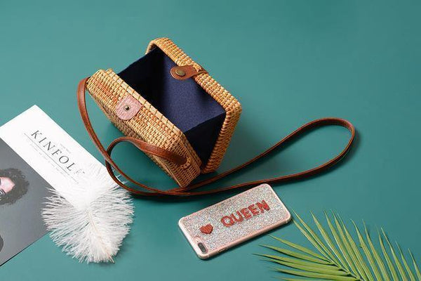 Planet Gates B348-B Style Straw Bag Handbags Women Summer Rattan Bag Handmade Woven Beach Circle Bohemia Handbag New Fashion