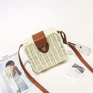 Planet Gates B357-White Style Straw Bag Handbags Women Summer Rattan Bag Handmade Woven Beach Circle Bohemia Handbag New Fashion