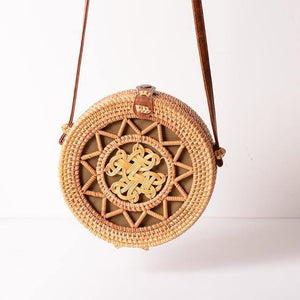 Planet Gates B366-HollowCFlower Style Straw Bag Handbags Women Summer Rattan Bag Handmade Woven Beach Circle Bohemia Handbag New Fashion