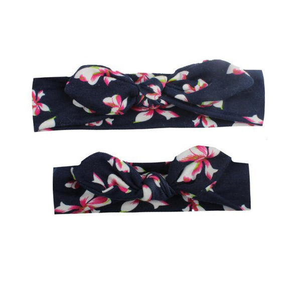 2PCS Mama & Baby Headwear Bowknot Elastic HeadBands For Women Children Tuban Baby HairBands Hair Accessories