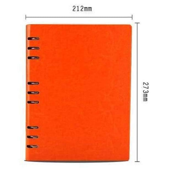 Planet Gates B5 Orange Free Logo Custom Leather A5 Notebook Mini Writing Pads Binder Loose leaf Diary Office School Mini A6 PU Notepad with Rings