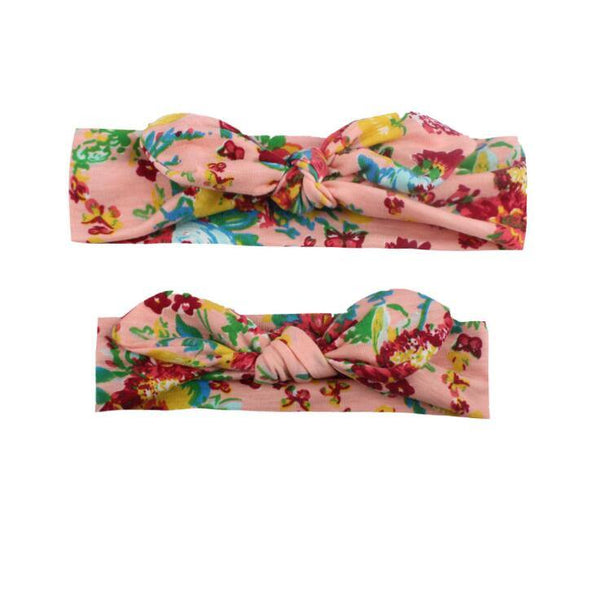 2PCS Mama & Baby Headwear Bowknot Elastic HeadBands For Women Children Tuban Baby HairBands Hair Accessories