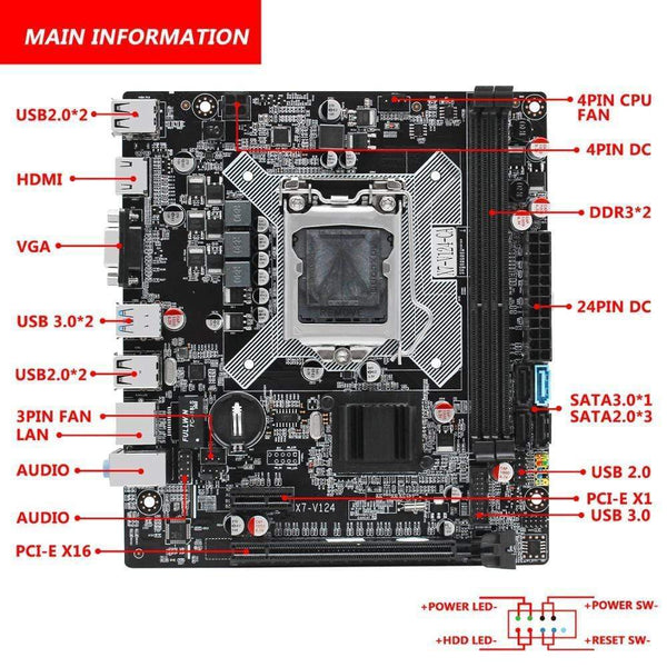 Planet Gates B75 desktop motherboard LGA 1155 set kit with intel core i5-3570 processor and DDR3 8GB(2*4GB) RAM memory USB3.0 X7-V124