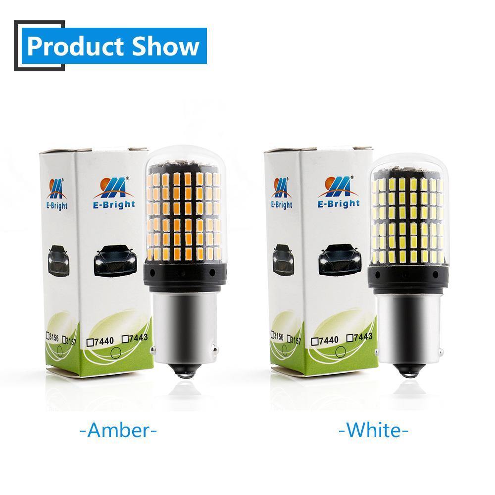 Planet Gates BA15S White E-Bright 2PCS 1156 P21W BA15S PY21W BAU15S LED Canbus 3014 S25 Error FREE Car Turn Lights 12V DC NO Hyper Flash Amber White
