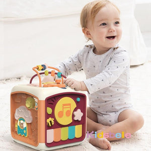 Planet Gates Baby Activity Cube Toddler Toys 7 in 1 Educational Shape Sorter Musical Toy Bead Maze Counting Discovery Toys For Kids Learning
