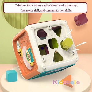 Planet Gates Baby Activity Cube Toddler Toys 7 in 1 Educational Shape Sorter Musical Toy Bead Maze Counting Discovery Toys For Kids Learning