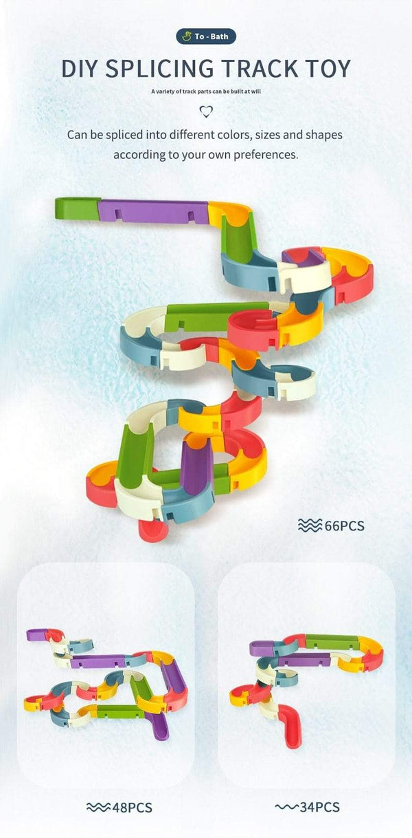 Planet Gates Baby Bath Toys DIY Marble Race Run Assembling Track Bathroom Bathtub Kids Play Water Spray Toy Set Stacking Cups For Children