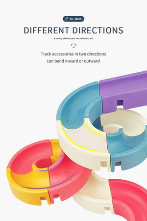 Planet Gates Baby Bath Toys DIY Marble Race Run Assembling Track Bathroom Bathtub Kids Play Water Spray Toy Set Stacking Cups For Children