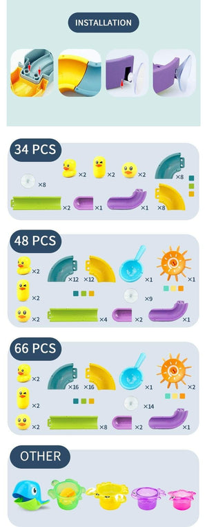 Planet Gates Baby Bath Toys DIY Marble Race Run Assembling Track Bathroom Bathtub Kids Play Water Spray Toy Set Stacking Cups For Children