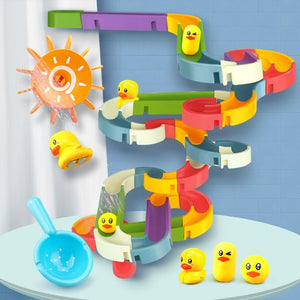 Planet Gates Baby Bath Toys DIY Marble Race Run Assembling Track Bathroom Bathtub Kids Play Water Spray Toy Set Stacking Cups For Children