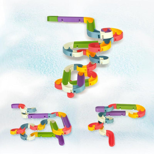 Planet Gates Baby Bath Toys DIY Marble Race Run Assembling Track Bathroom Bathtub Kids Play Water Spray Toy Set Stacking Cups For Children