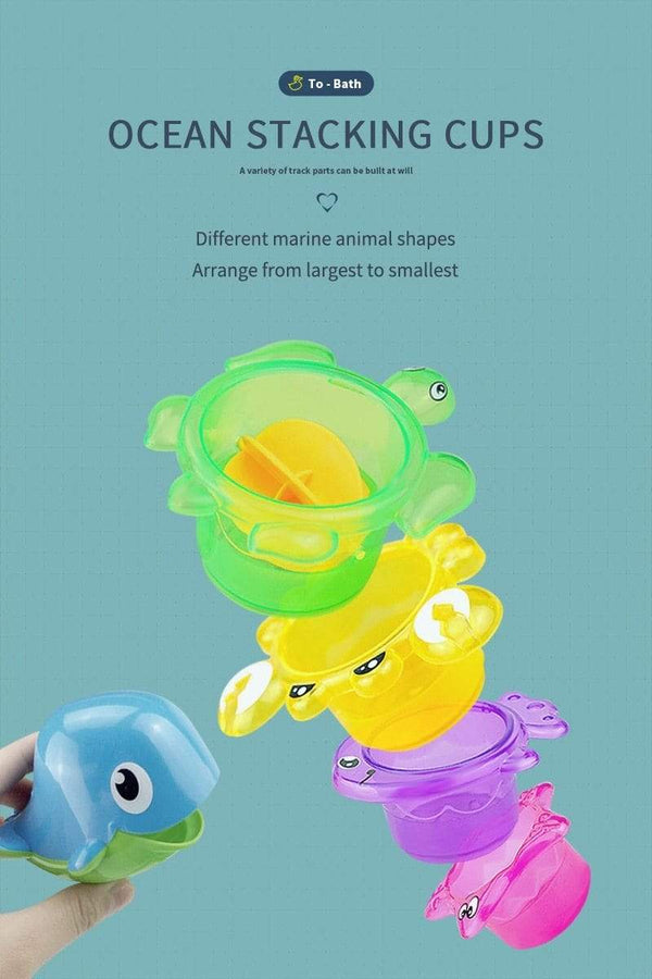 Planet Gates Baby Bath Toys DIY Marble Race Run Assembling Track Bathroom Bathtub Kids Play Water Spray Toy Set Stacking Cups For Children