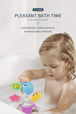 Planet Gates Baby Bath Toys DIY Marble Race Run Assembling Track Bathroom Bathtub Kids Play Water Spray Toy Set Stacking Cups For Children