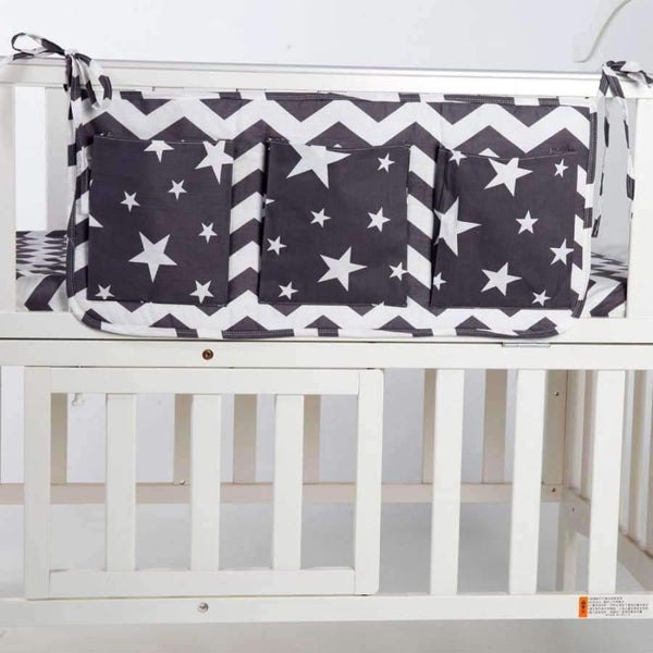 Planet Gates Baby Bed Hanging Storage Bag Cotton Newborn Crib Organizer Toy Diaper Pocket for Crib Bedding Set Accessories