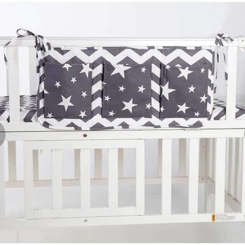 Planet Gates Baby Bed Hanging Storage Bag Cotton Newborn Crib Organizer Toy Diaper Pocket for Crib Bedding Set Accessories