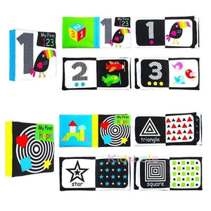 Planet Gates Baby Early Education Toys 4PCS Black White Colorful Books Learning Color/Shape/Words/Number Intelligence Development Soft Toys