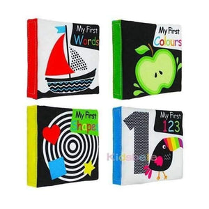 Planet Gates Baby Early Education Toys 4PCS Black White Colorful Books Learning Color/Shape/Words/Number Intelligence Development Soft Toys