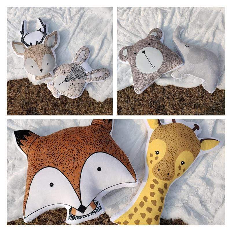 Planet Gates Baby Elephant Fox Deer Bear Giraffe Rabbit Soft Stuffed Plush Toys Pillows Animal Plush Toy Cartoon Pillow Cushion For Kids Gift