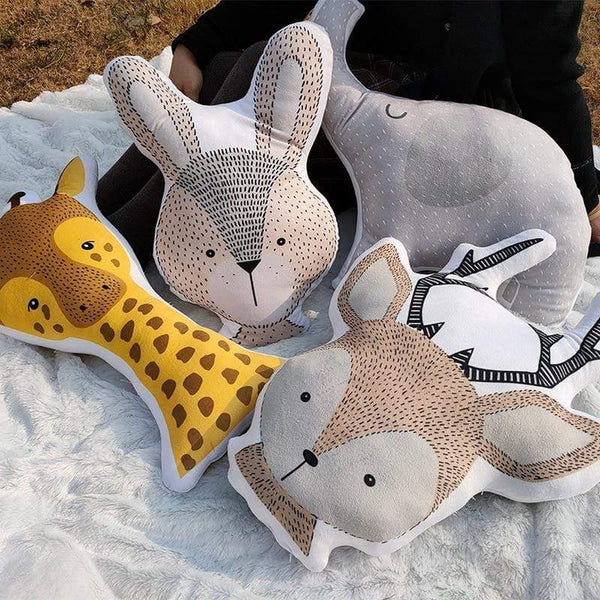 Planet Gates Baby Elephant Fox Deer Bear Giraffe Rabbit Soft Stuffed Plush Toys Pillows Animal Plush Toy Cartoon Pillow Cushion For Kids Gift